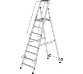 Roossien Verrijdbare platformtrap met 8 treden en leuning