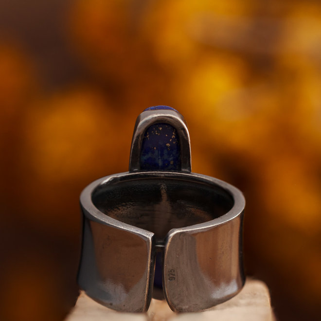 Lapis Lazuli Ring Blacksilver Rechthoek