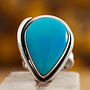 Turkoois ring 'Gutta' gezet in 925 zilver uit eigen atelier