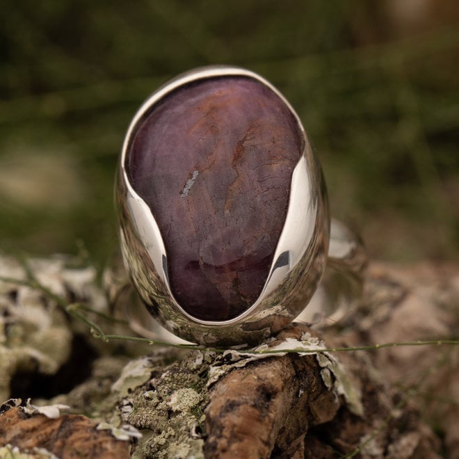 Sterrobijn ring 'Liberum' gezet in 925 zilver in vrije vorm uit eigen atelier