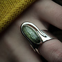 Groene kyaniet ring 'Stellos' van 925 zilver uit eigen atelier