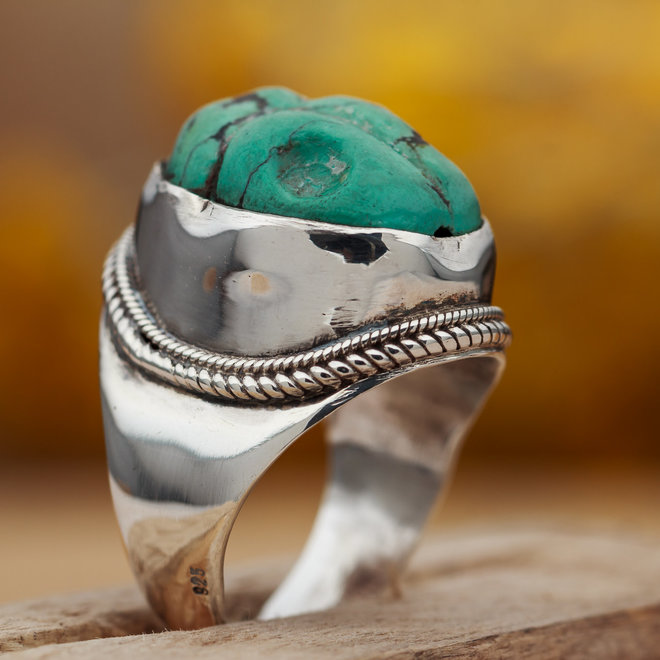 Ring Turkoois 'Egypt' Scarabee gezet in 925 zilver