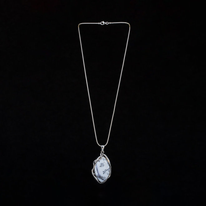 Dendriet opaal hanger 'Lidy', uit eigen atelier van 925 zilver