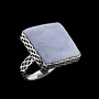Blauwe chalcedoon ring 'Bosporus', gezet in 925 zilver uit eigen atelier