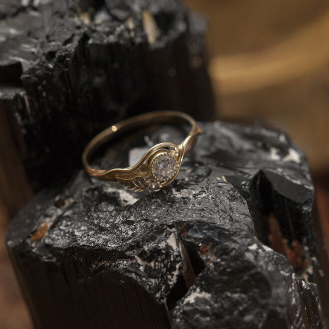 14 kt gouden ring "Eclips" met diamant