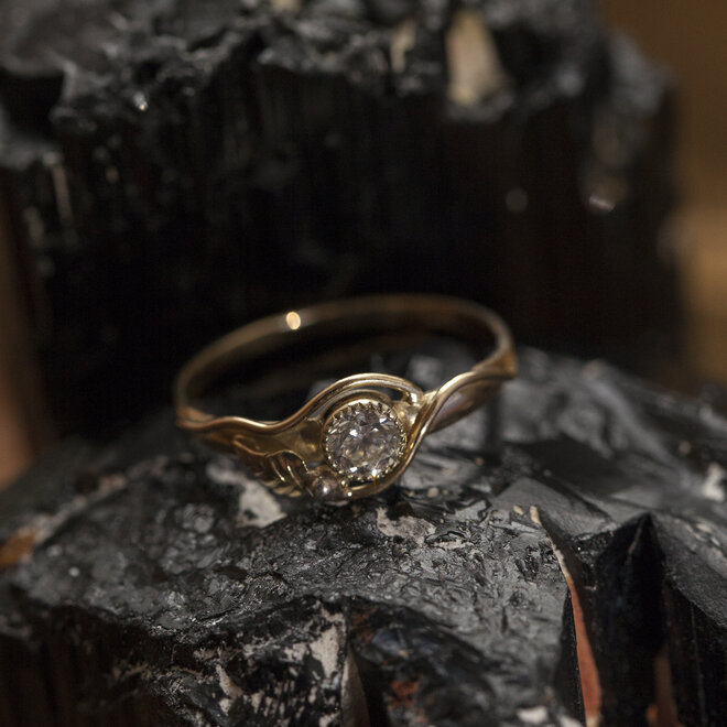 14 kt gouden ring "Eclips" met diamant