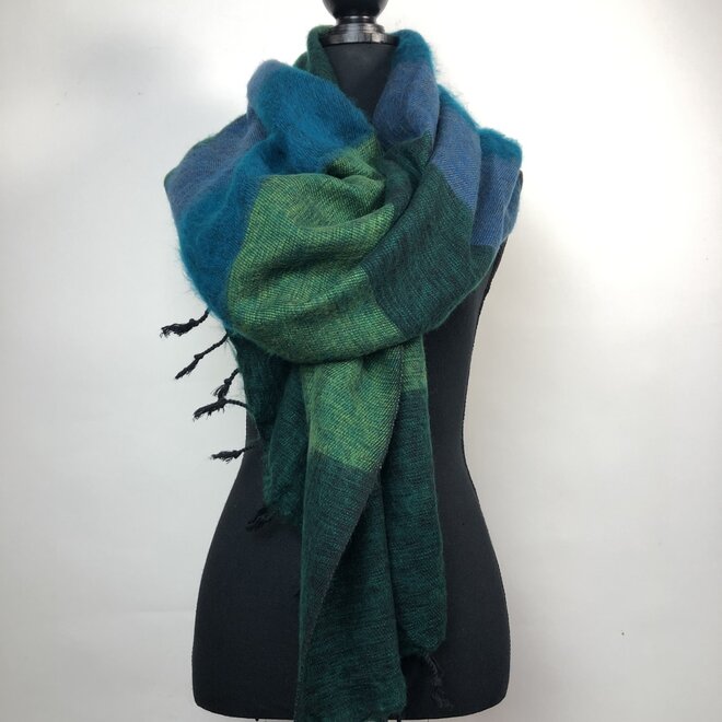 Omslagdoek Blauw / Groen gestreept