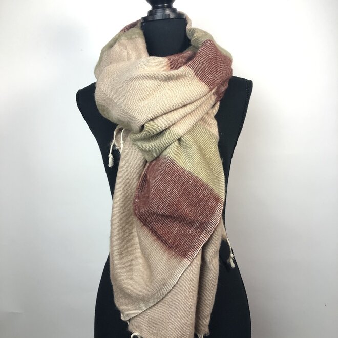 Omslagdoek Bruin / Beige gestreept