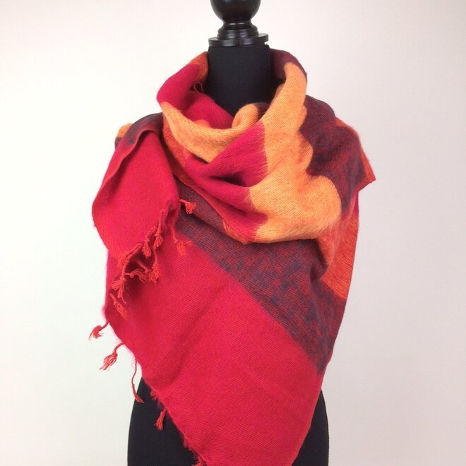 Omslagdoek Oranje / Rood gestreept