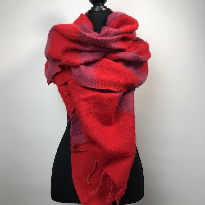 Omslagdoek Oud Roze / Rood gestreept