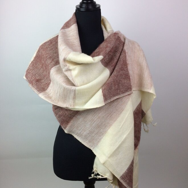 Omslagdoek Wit / Creme gestreept