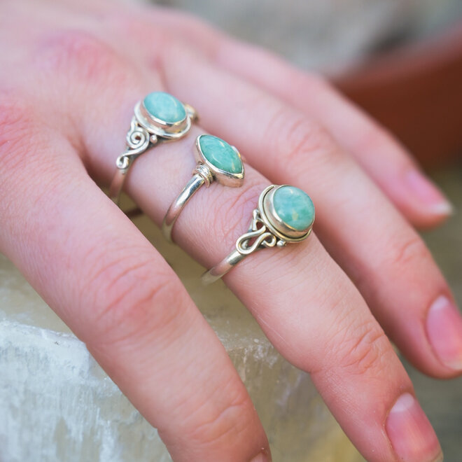 Amazoniet ring ovaal 61