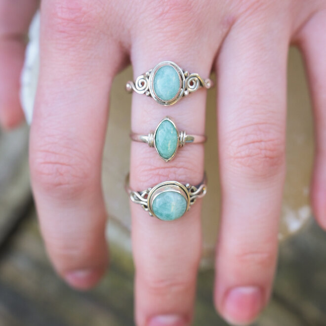 Amazoniet ring ovaal 61