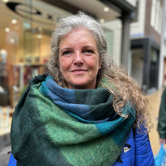 Omslagdoek Blauw / Groen gestreept