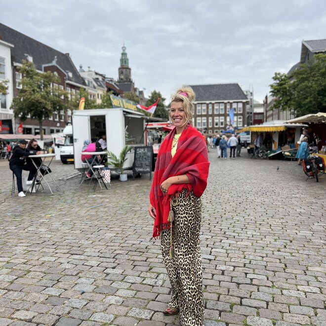 Omslagdoek Roze / Rood gestreept