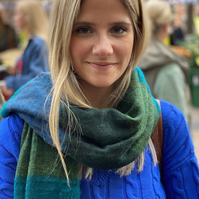 Omslagdoek Blauw / Groen gestreept