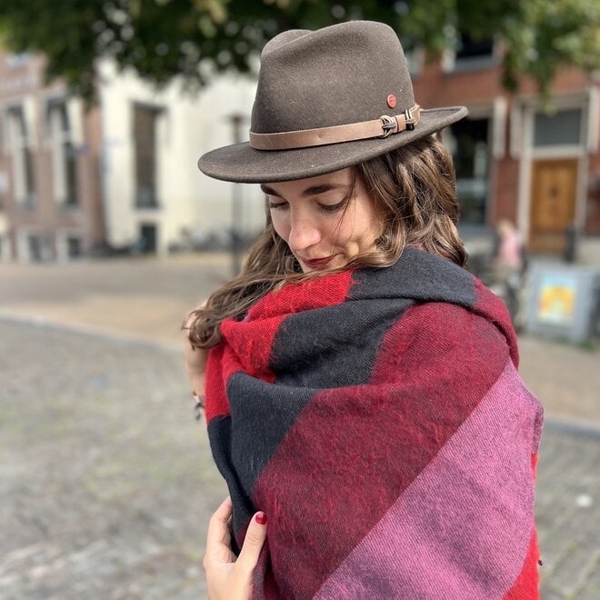 Omslagdoek Zwart/Rood/Paars gestreept
