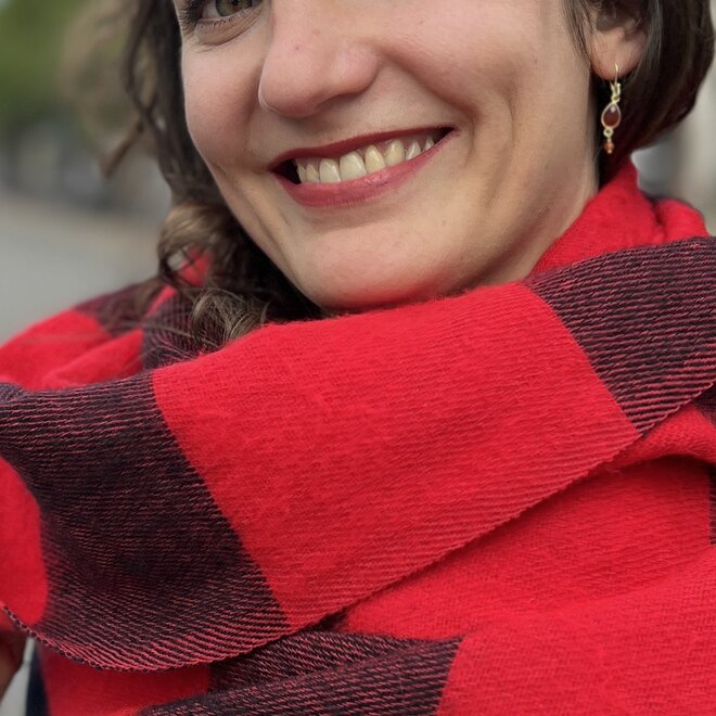Omslagdoek Bordeaux / Rood gestreept