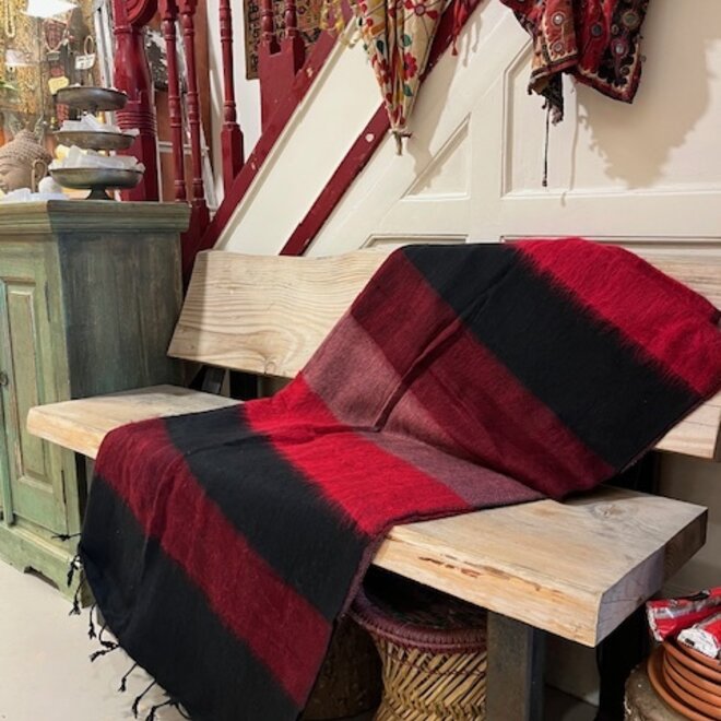 Dekens gestreept zwart bordeaux aubergine