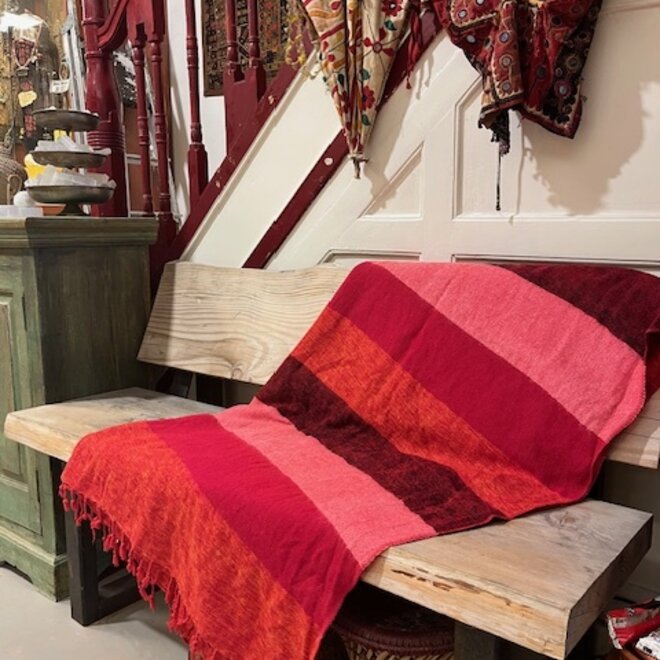 Dekens gestreept oranje rood roze