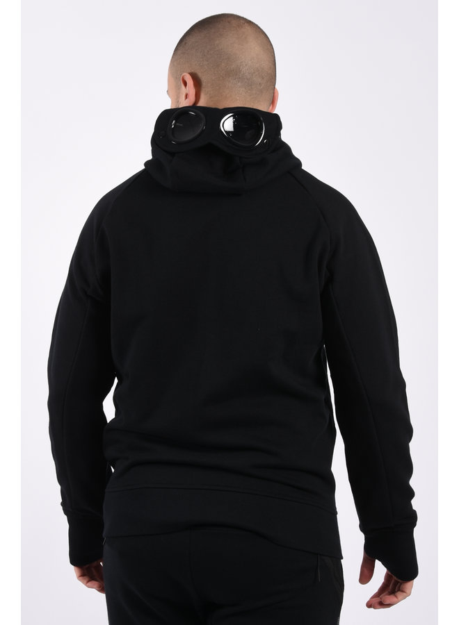 CP COMPANY SS21 Sweatshirt hooded open Goggle - Diagonal raised fleece - Black