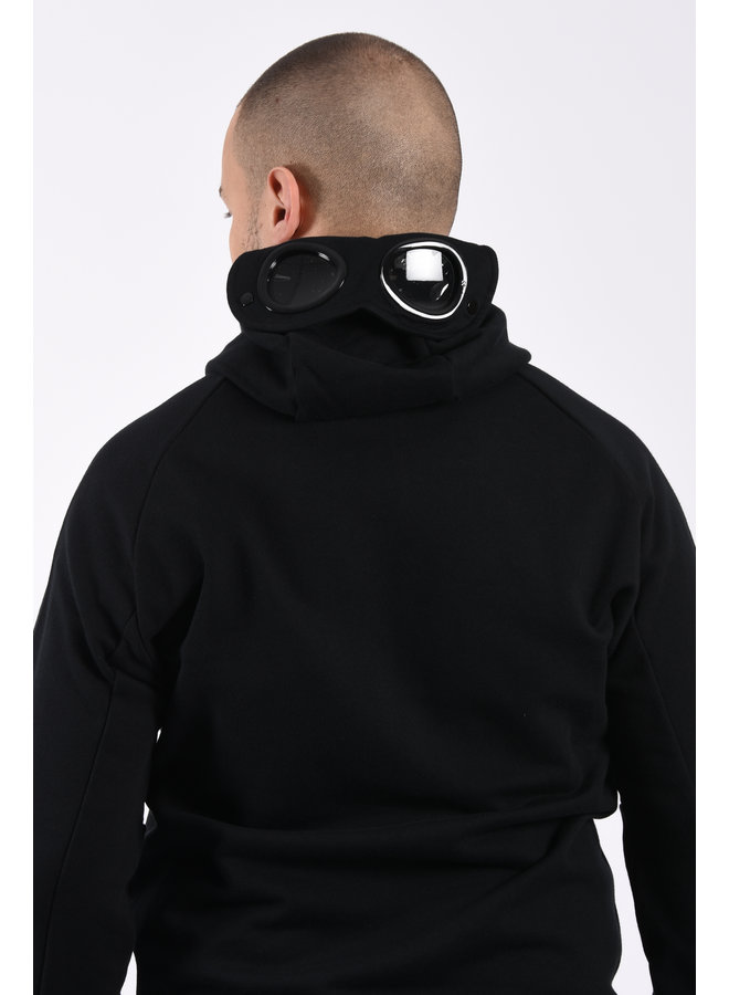 CP COMPANY SS21 Sweatshirt hooded open Goggle - Diagonal raised fleece - Black