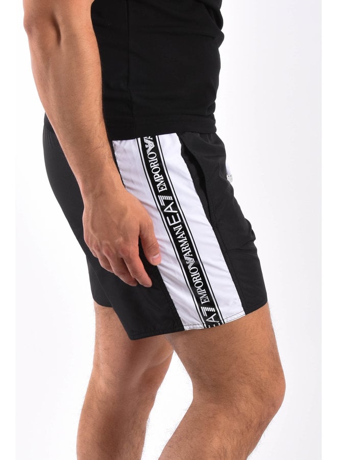 EA7 SS21 Swim shorts - sea world bw tape - Black