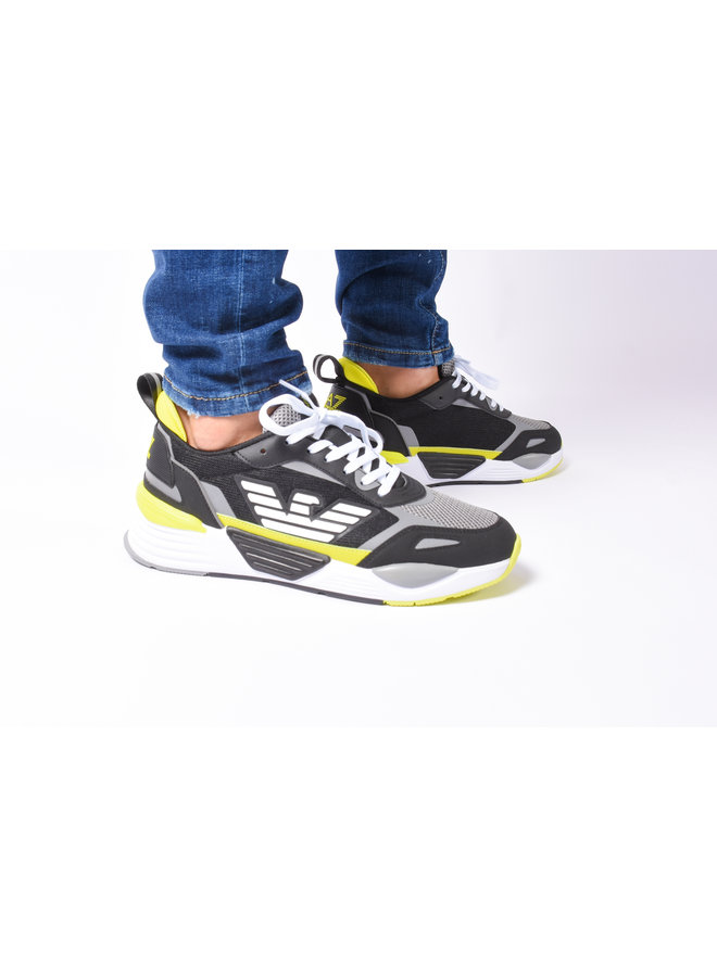 EA7 SS22 - Sneaker X8X070 - Black/Silver/Shark/Yellow