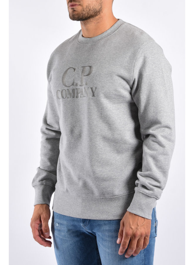 CP Company FW22 - Diagonal raised fleece crew neck CP - Grey Melange