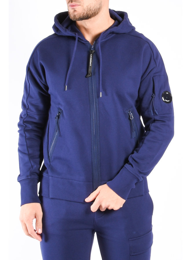 CP Company SS23 - Diagonal Raised Fleece Zipped Hoodie - Medieval Blue