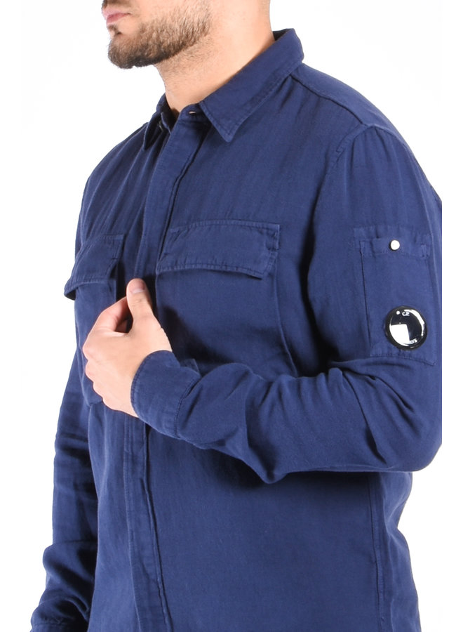 CP Company SS23 - Shirt Broken Linen/Cotton  - Medieval Blue