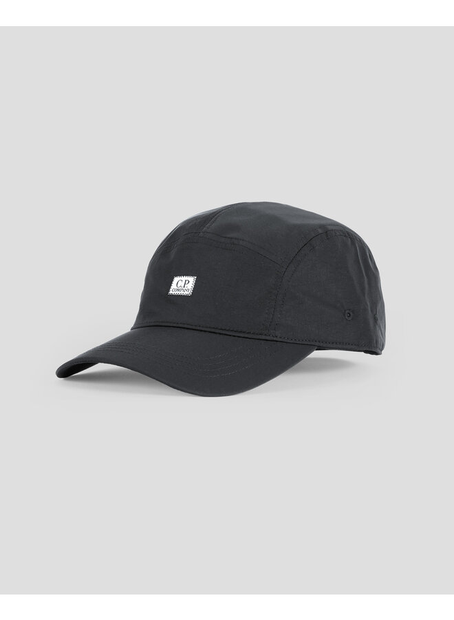 CP Company SS23 -Chome-R Panelled Logo Cap - Black