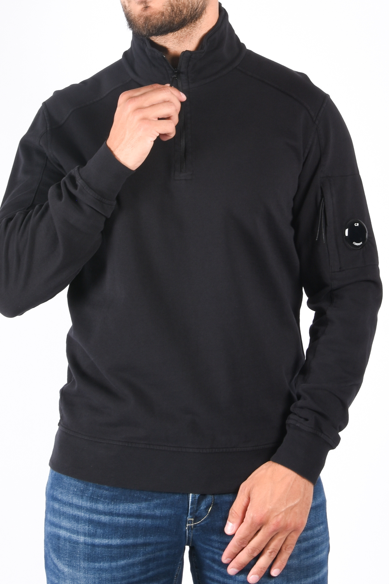 CP Company FW23 - Light Fleece Ribbed Half Zipped Sweatshirt