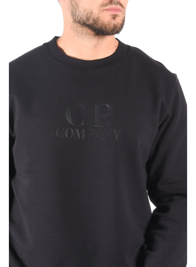 CP Company - Diagonal Raised Fleece Logo Sweatshirt - Black