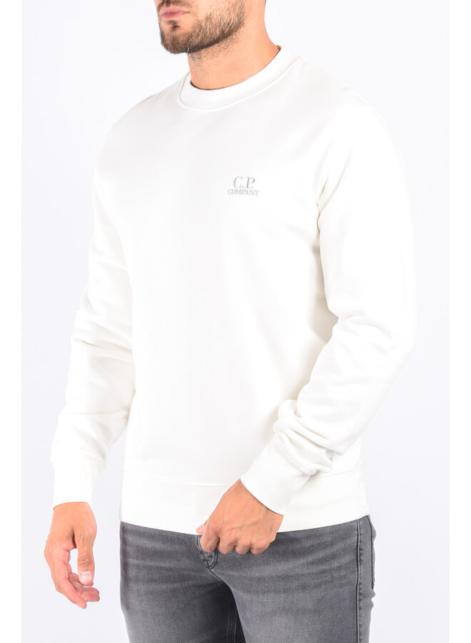 CP Company FW23 - Brushed & Emerized Logo Sweatshirt - Gauze White