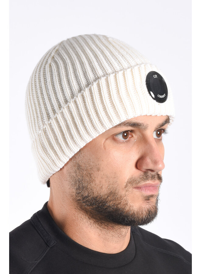 CP Company FW23 - Merinowool Lens Beanie - White