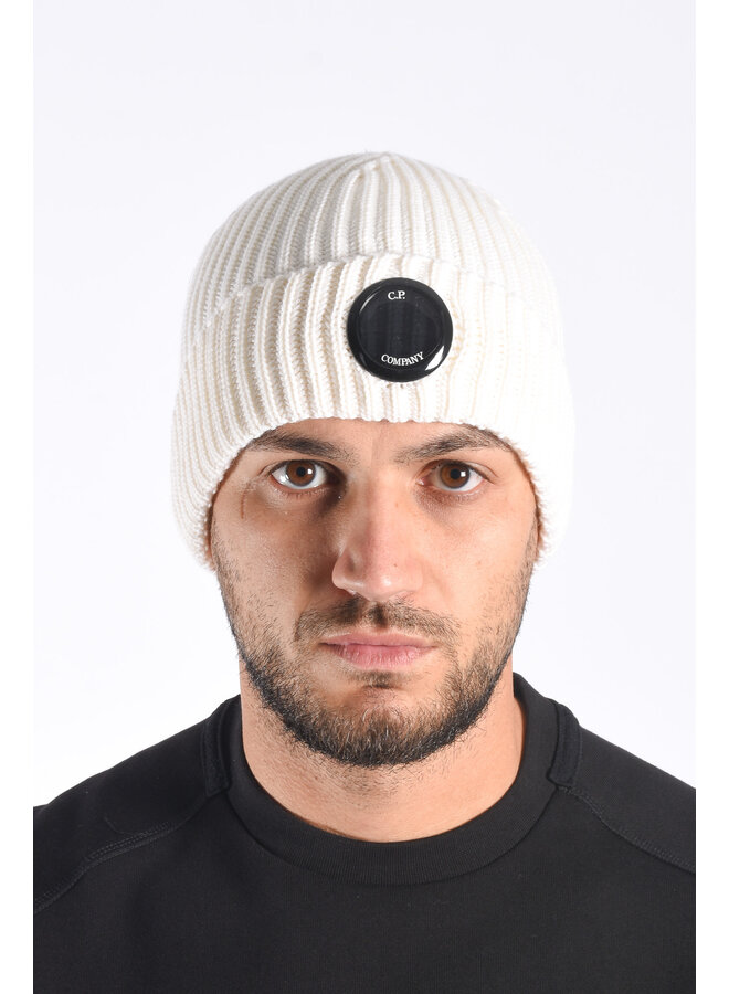 CP Company FW23 - Merinowool Lens Beanie - White