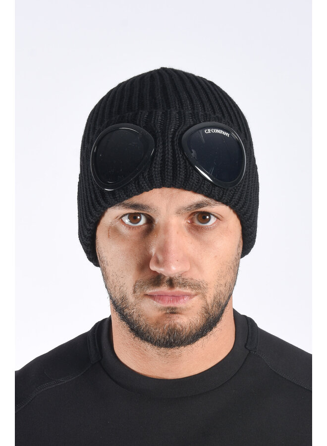 CP Company - Extra Fine Merinowool Goggle Beanie - Black