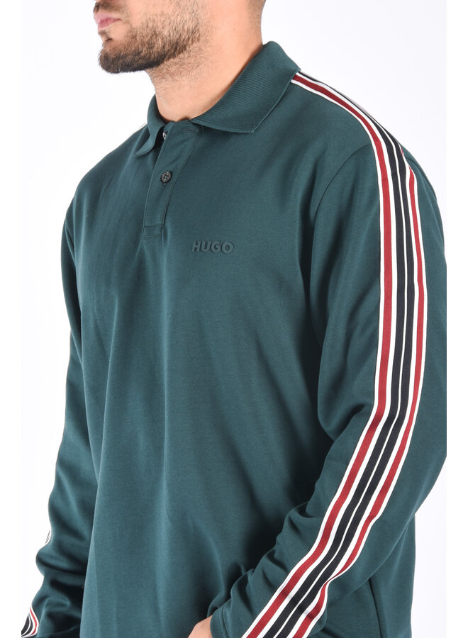 Hugo Boss FW23 - Dalpeno Striped  Longsleeve Polo - Dark Green