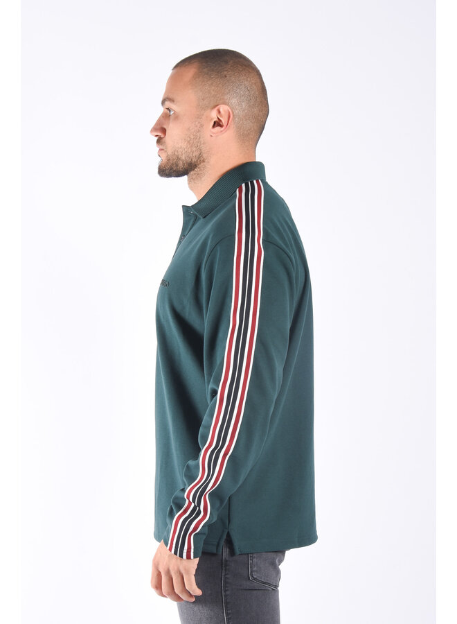 Hugo Boss FW23 - Dalpeno Striped  Longsleeve Polo - Dark Green