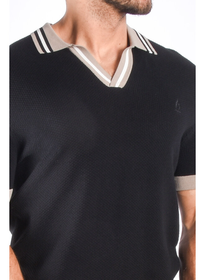 Drykorn SS24 - Polo Braian Striped Collar - Black