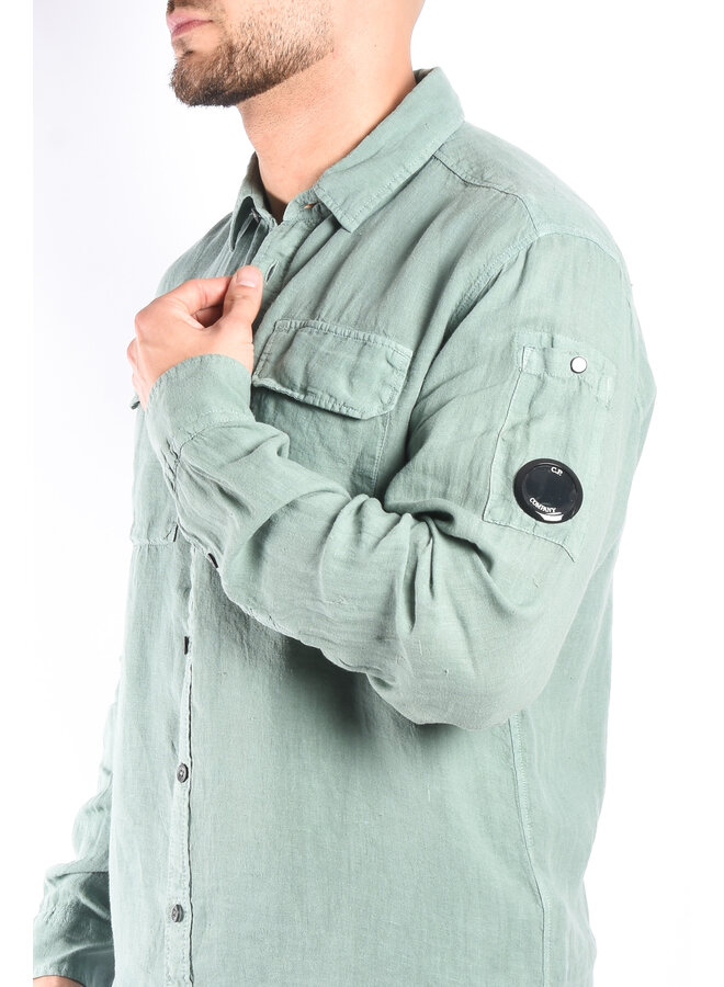 CP Company SS24 - Linen Pocket Shirt - Green Bay