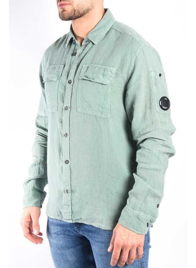 CP Company SS24 - Linen Pocket Shirt - Green Bay