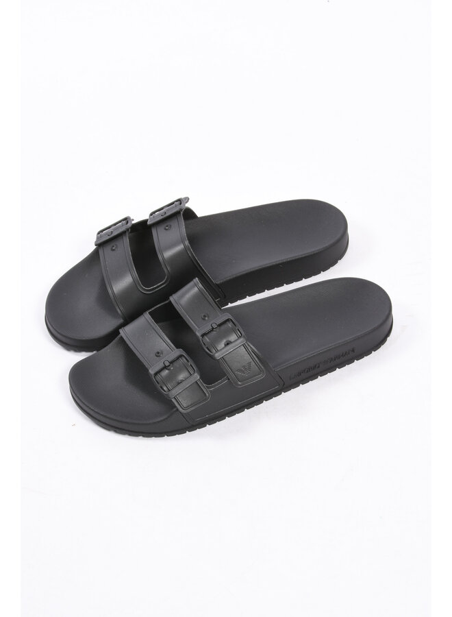 EA7 SS24 -  Strapped Slippers XVPS09 - Black