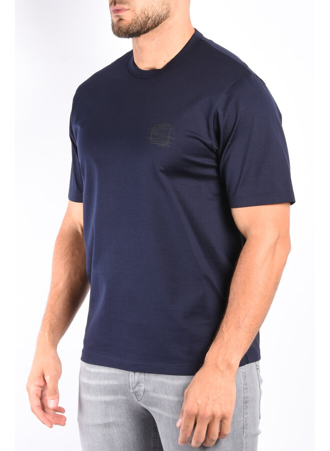 CP Company Metropolis Mercerized T-shirt text logo - Dark Blue