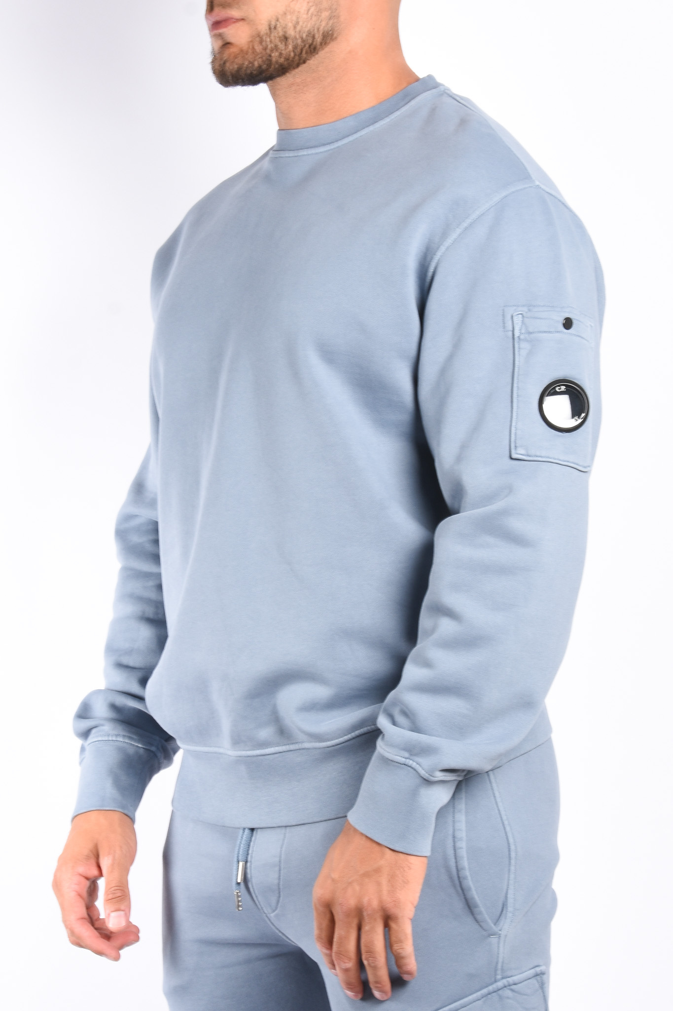 Lens Sweatshirt Cp Company Blue Fog Sweatshirt Diagonal Raised
