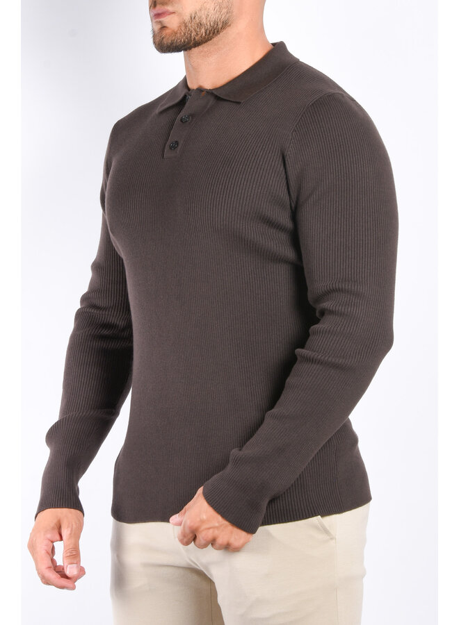 Drykorn FW24 - Tesuan Drynamic Longsleeve Polo - Brown