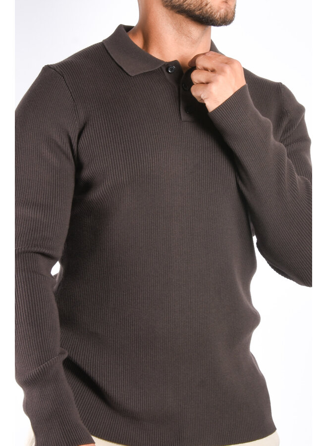 Drykorn FW24 - Tesuan Drynamic Longsleeve Polo - Brown