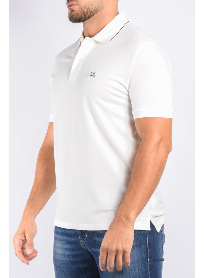CP Company - Stretch Piquet Striped Collar Polo - Gauze White