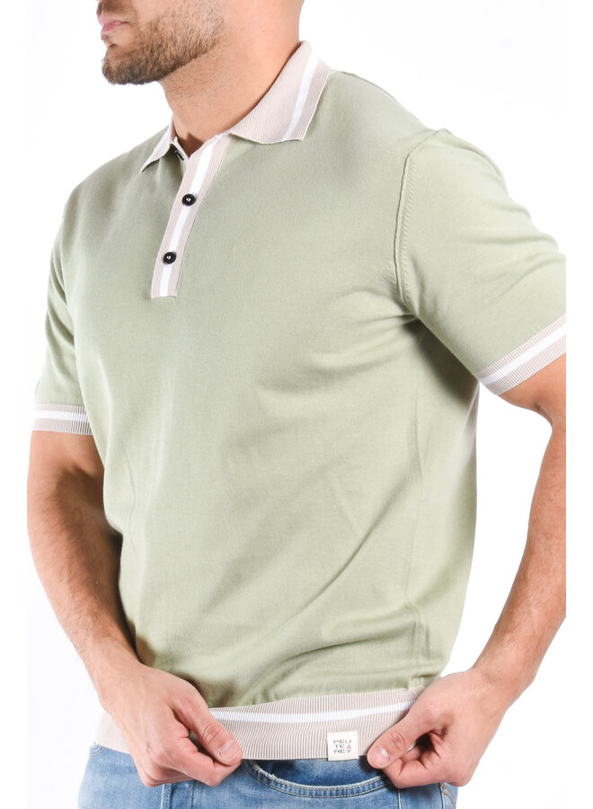 Peuterey SS25 - Rolle Rig Knit Polo - Light Green